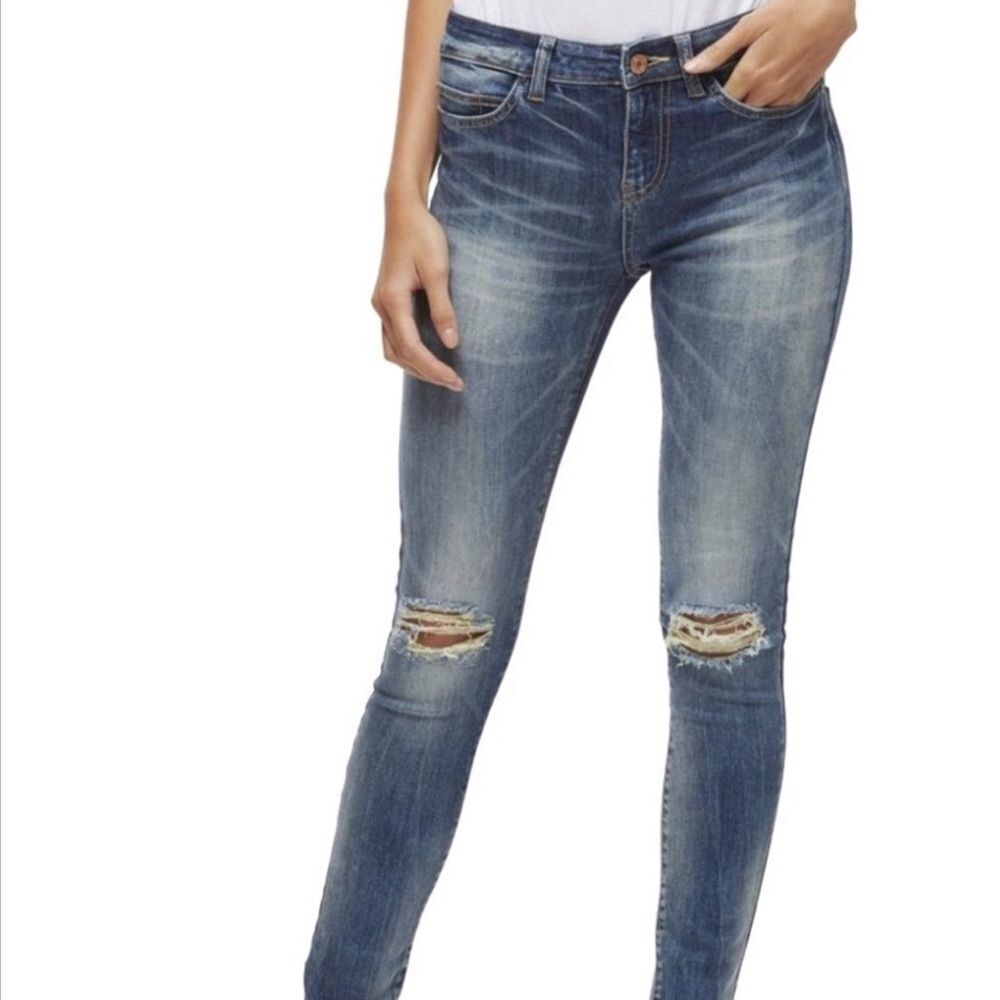 Lucy Mid Rise Faded Blue Denim Skinny Jeans by Noisy May 25x32 NEW